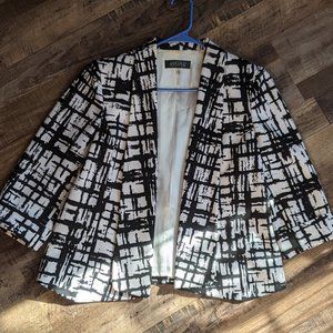 black and white geometric blazer